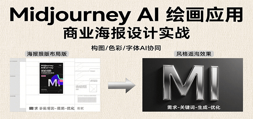 Midjourney AI绘画应用，关键词指令解析、漫画头像制作、海报设计、3D人物生成等-初遇