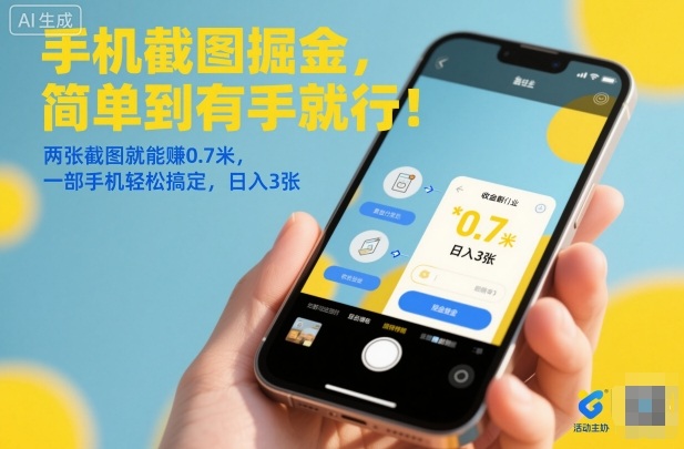 手机截图掘金,简单到有手就行!两张截图就能賺0.7米,一部手机轻松搞定,日入3张【揭秘】-初遇