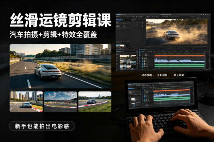 大叔丝滑运镜剪辑课，汽车拍摄+剪辑+特效全覆盖，新手也能拍出电影感-初遇