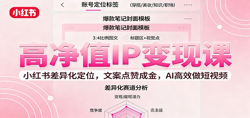 高净值IP变现课:小红书差异化定位,文案点赞成金, AI高效做短视频-初遇