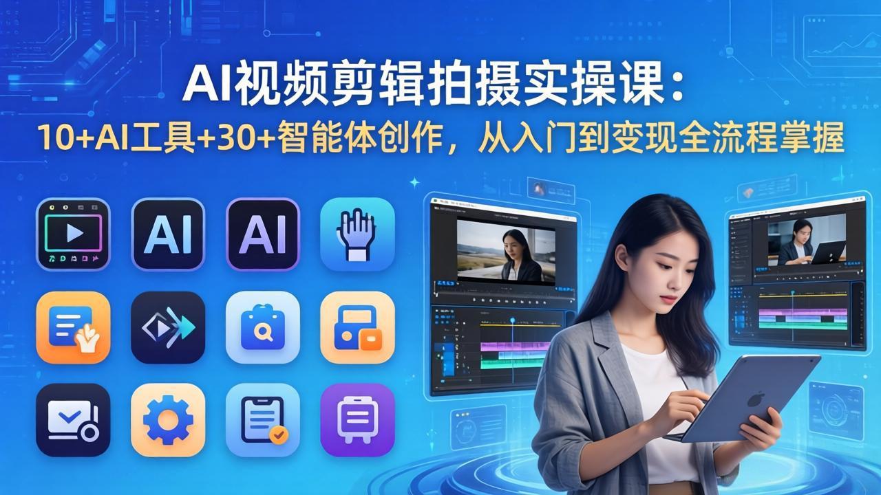 AI 视频剪辑拍摄实操课：10+AI工具+30+智能体创作，从入门到变现全流程掌握-初遇