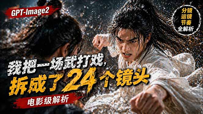 用GPT-Image2，把一段武打对决拆成24个连续镜头，从人物建立、动作衔接、运镜节奏，到情绪爆发-初遇