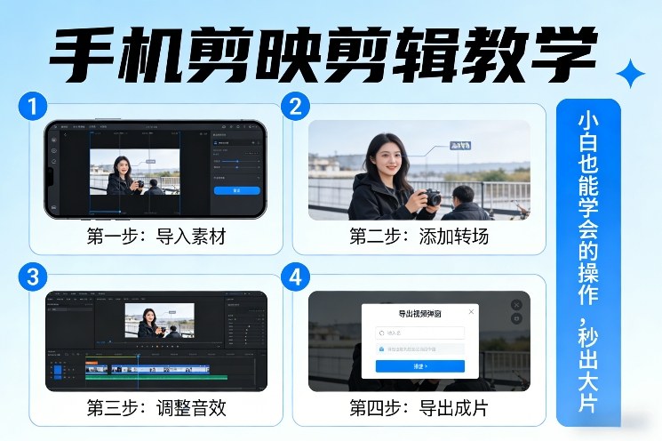 手机剪映剪辑教学，小白也能学会的操作，秒出大片-初遇