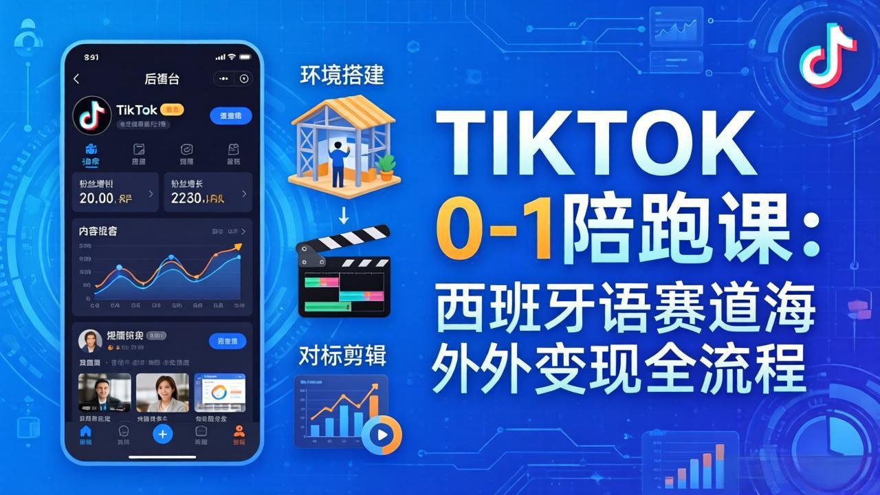 TIKTOK 0-1 陪跑课：从环境搭建到刷对标剪辑，西班牙语赛道海外变现全流程-初遇