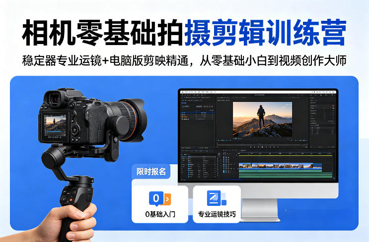 相机零基础拍摄剪辑训练营：稳定器专业运镜+电脑版剪映精通，从零基础小白到视频创作大师-初遇