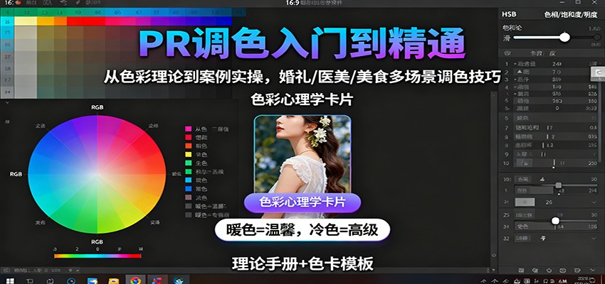 PR调色入门到精通:从色彩理论到案例实操,婚礼/医美/美食多场景调色技巧-初遇