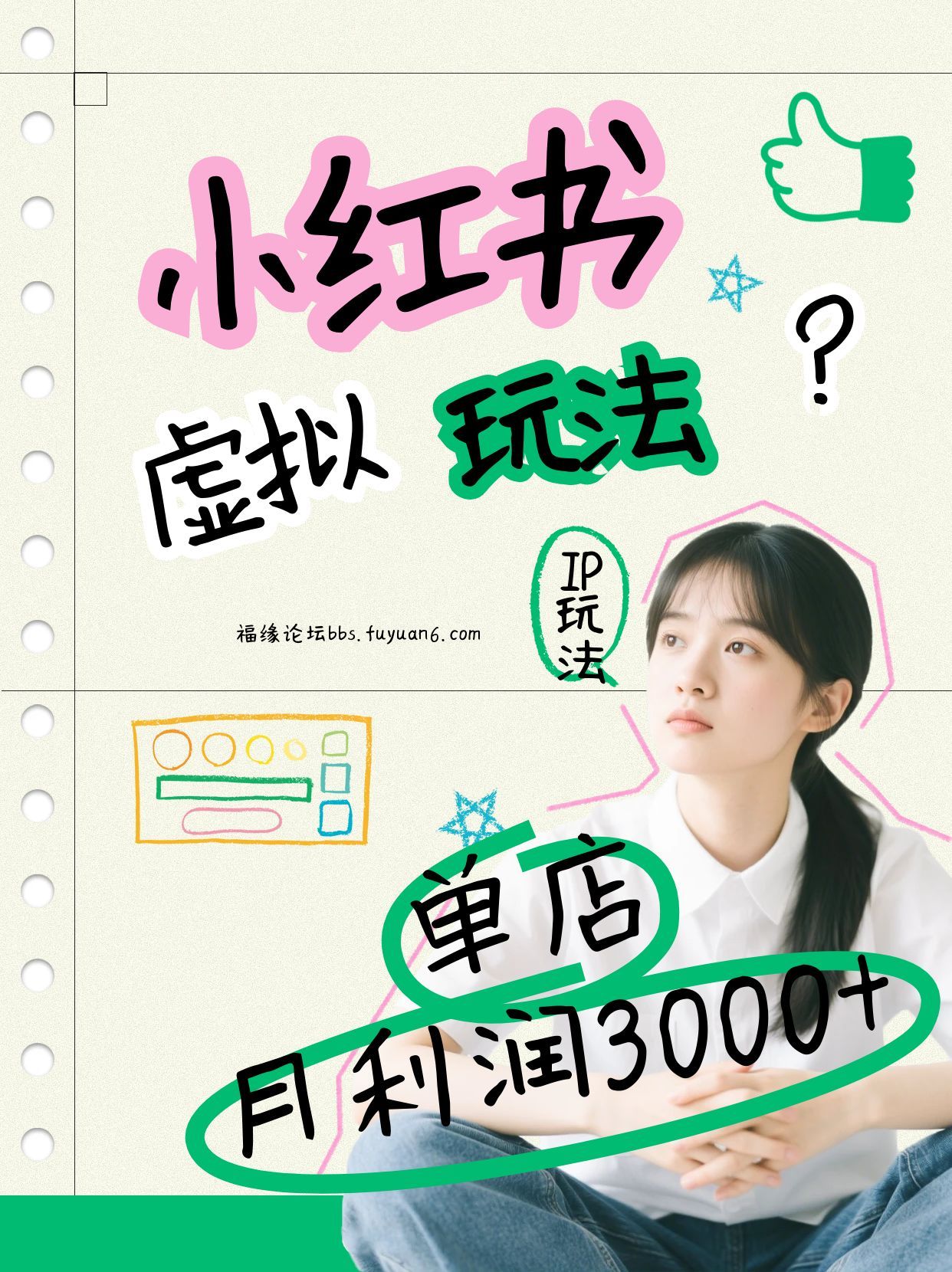 小红书虚拟玩法(铺货流和单品玩法)，单店月利润3000+，IP打法+原创商品(0违规)-初遇