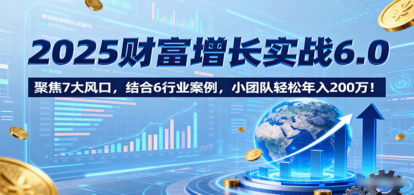 2025财富增长实战6.0,聚焦7大风口,结合6行业案例,小团队轻松年入200万!-初遇