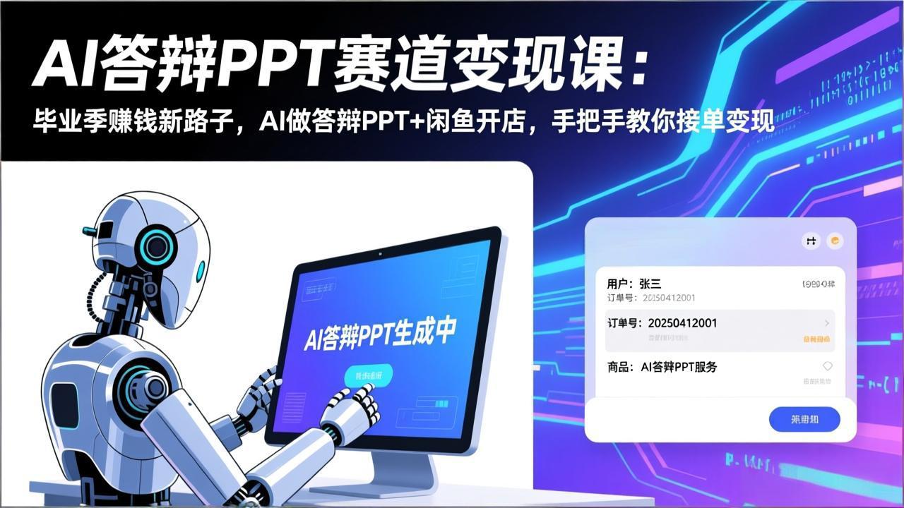AI答辩PPT赛道变现课：毕业季赚钱新路子，AI做答辩PPT+闲鱼开店，手把手教你接单变现-初遇