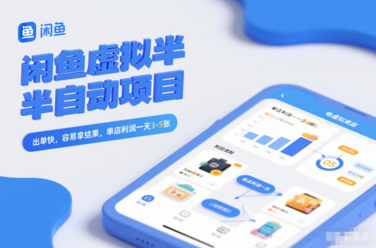 闲鱼虚拟半自动项目，出单快，容易拿结果，单店利润一天3-5张-初遇