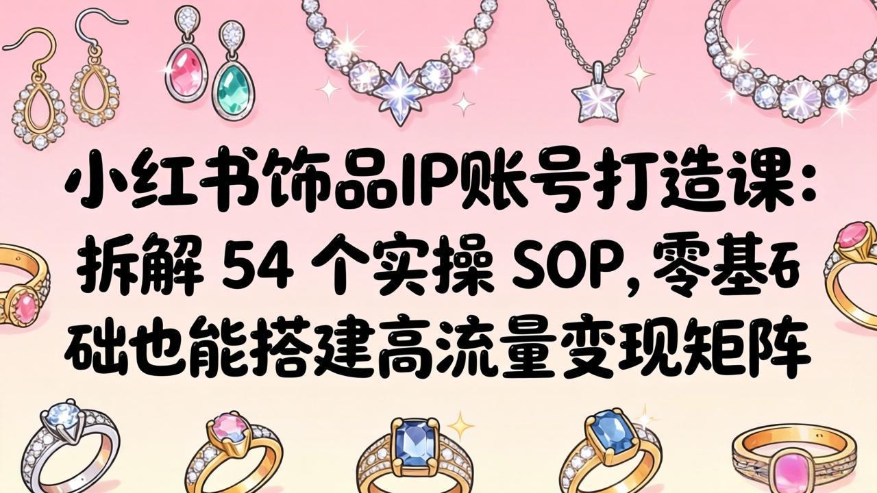 小红书饰品IP账号打造课：拆解 54 个实操 SOP，零基础也能搭建高流量变现矩阵-初遇