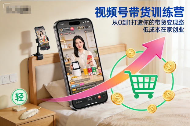 视频号带货训练营,从0到1打造你的带货变现路,低成本在家创业-初遇