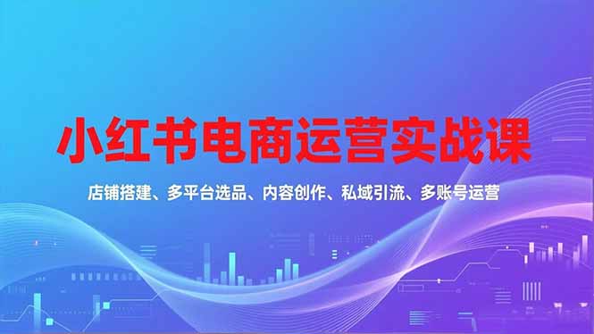 小红书电商运营实战课,店铺搭建、多平台选品、内容创作、私域引流、多账号运营等玩法-初遇