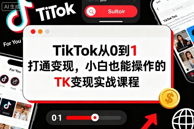 TikTok从0到1打通变现,小白也能操作的TK变现实战课程-初遇