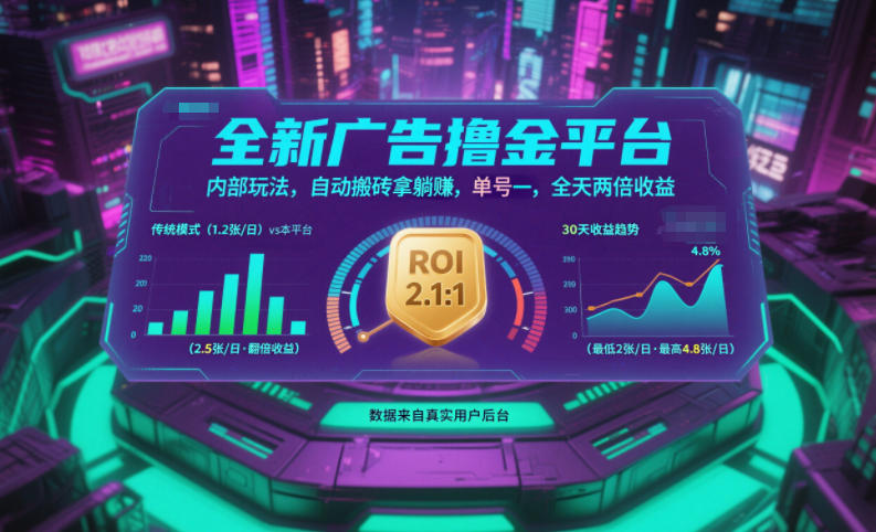 全新广告撸金平台，内部玩法，自动搬砖拿躺賺，单号一天保底2张+，全天两倍收益【揭秘】-初遇