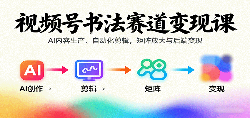 视频号书法赛道变现课:AI内容生产、自动化剪辑,矩阵放大与后端变现-初遇
