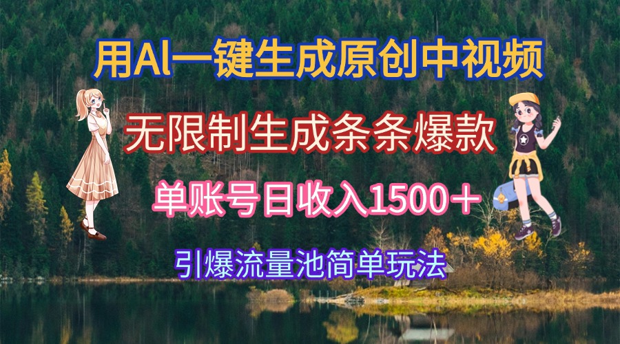 用Al一键生成原创中视频,无限制生成条条爆款,单账号日收入1500+引爆...-初遇