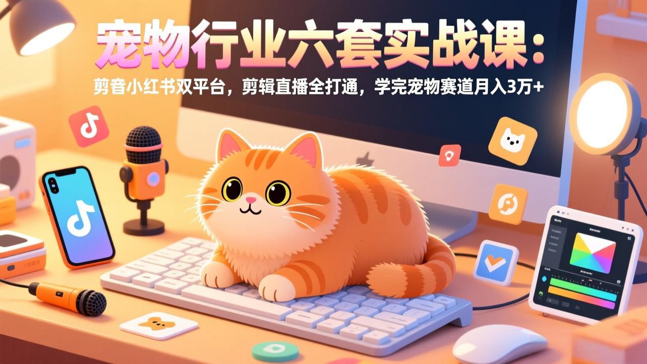 宠物行业六套实战课:抖音小红书双平台,剪辑直播全打通,学完宠物赛道月入3万+-初遇
