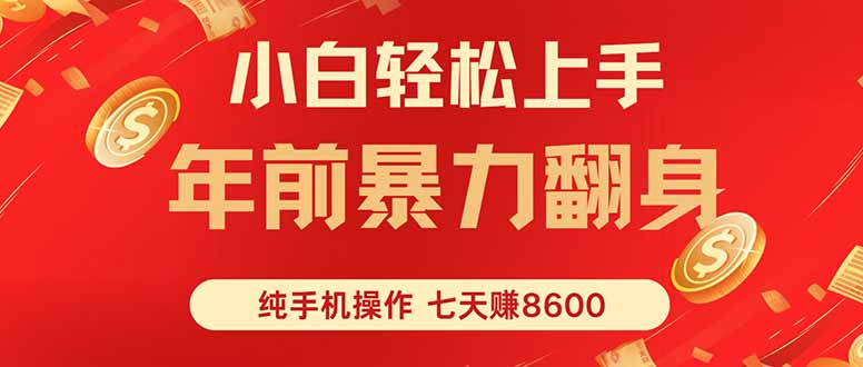 七天狂赚8600，小白纯手机操作，日入1000+-初遇