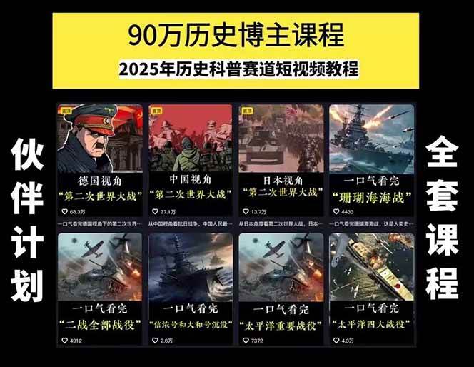 图片[1]-短视频历史赛道实战教程，手机电脑双端剪辑教程和账号运营指南与变现技巧-初遇