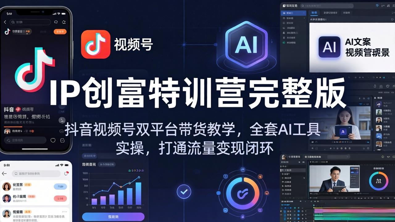 IP创富特训营完整版：抖音视频号双平台带货教学，全套AI工具实操，打通流量变现闭环-初遇