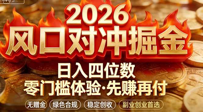 2026美金对冲套利，无赠金对冲策略保驾护航，低门槛易上手实操。单人单日收益2000+-初遇