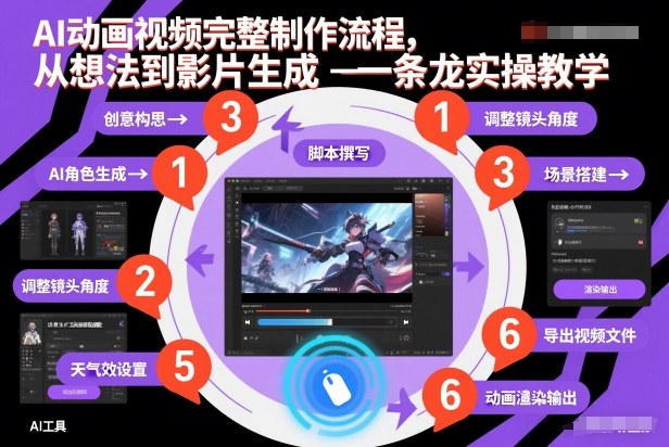 AI动画视频完整制作流程，从想法到影片生成一条龙实操教学-初遇