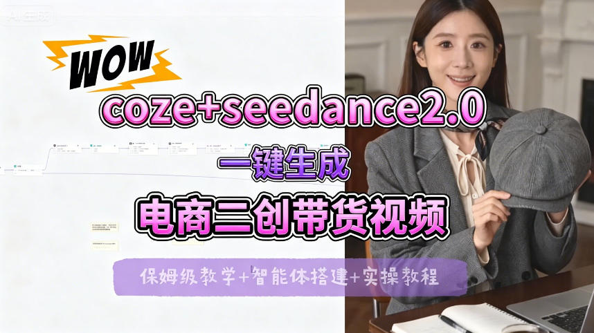 【Coze工作流搭建实操教程】seedance2.0+coze一键生成电商二创带货视频，全流程保姆级教学-初遇