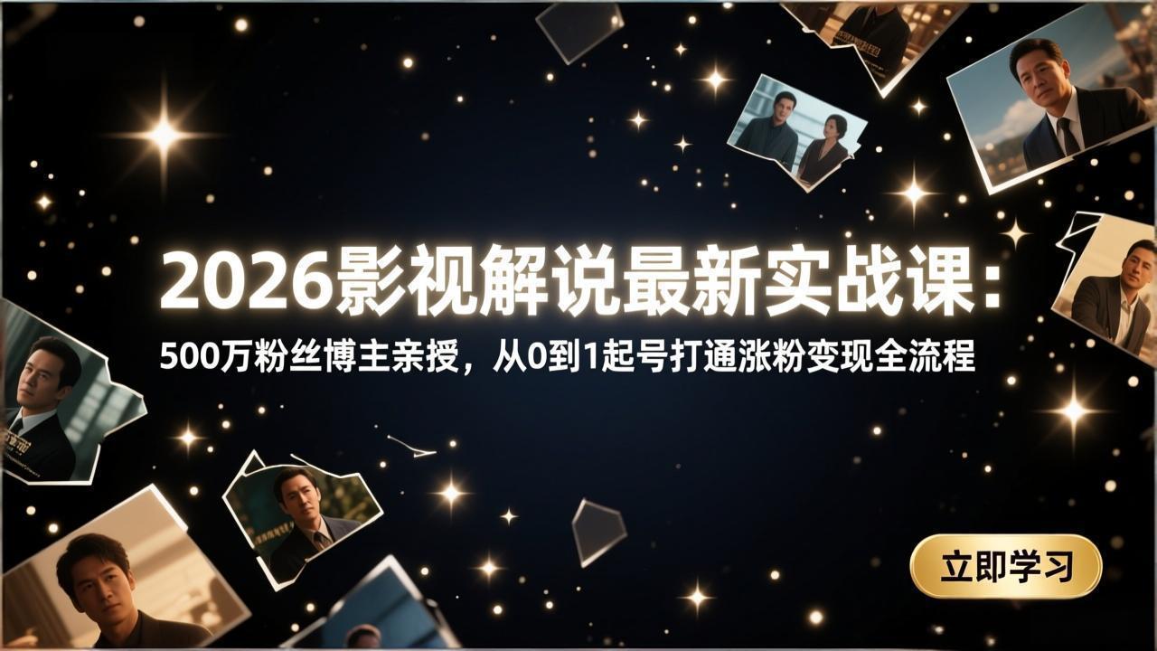 2026影视解说最新实战课：500万粉丝博主亲授，从0到1起号打通涨粉变现全流程-初遇