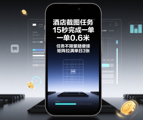 酒店截图任务,15秒完成一单,一单0.6米,任务不限量随便接,矩阵拉满单日3张【揭秘】-初遇