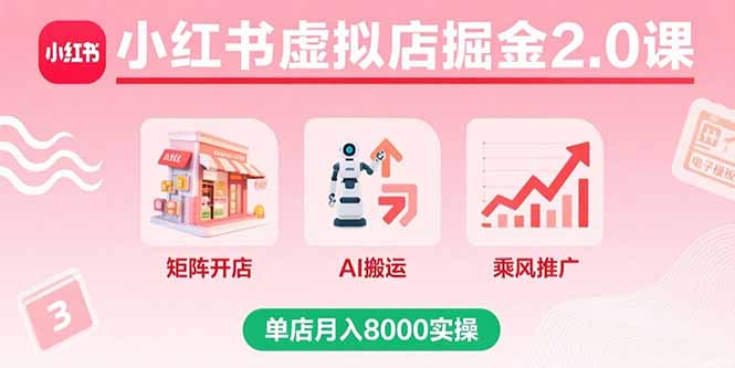 小红书虚拟店掘金2.0课，矩阵开店+AI搬运+乘风推广，单店月入8000实操-初遇