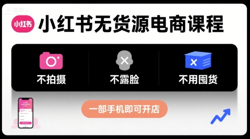 小红书无货源电商课程,不拍摄不露脸不用囤货,一部手机即可开店-初遇