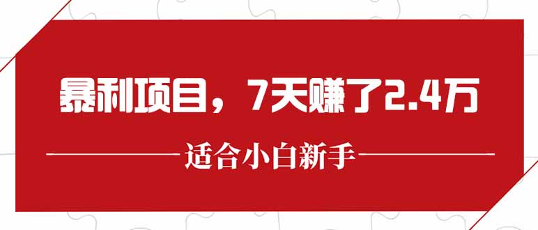最新暴利项目，每单收益轻松在300以上，7天赚了2.4万-初遇