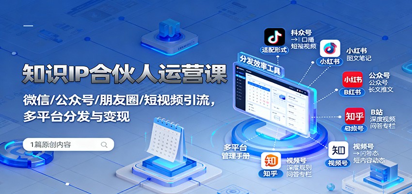 知识IP合伙人运营课：微信/公众号/朋友圈/短视频引流，多平台分发与变现-初遇