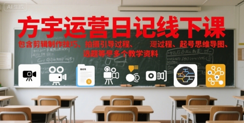 方宇运营日记线下课,包含剪辑制作技巧、拍摄引导过程、起号思维导图、选题等多个教学资料-初遇