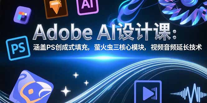 Adobe AI设计课：涵盖PS创成式填充，萤火虫三核心模块，视频音频延长技术-初遇