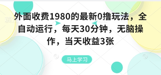 外面收费1980的最新0撸玩法,全自动挂G,每天30分钟,无脑操作,当天收益3张【揭秘】-初遇