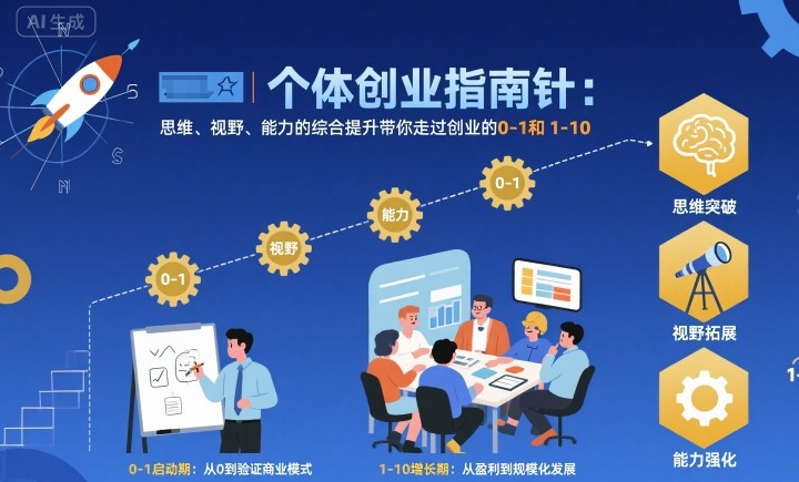 个体创业指南针,思维、视野、能力的综合提升带你走过创业的0-1和1-10【音频】-初遇