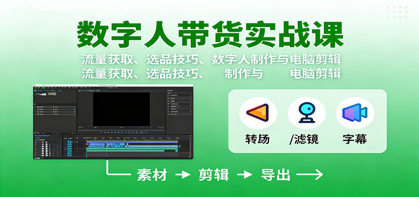 数字人变现实战课:流量获取、选品技巧、数字人制作与电脑剪辑-初遇