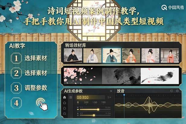 古诗词短视频案例制作教学，手把手教你用AI制作中国风类型短视频-初遇