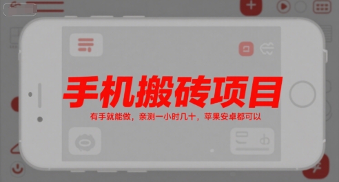 手机搬砖项目,有手就能做,亲测一小时几十,苹果安卓都可以-初遇