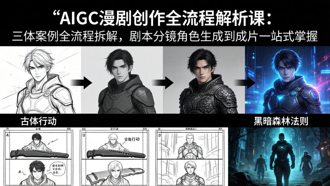 AIGC漫剧创作全流程解析课：三体案例全流程拆解，剧本分镜角色生成到成片一站式掌握-初遇