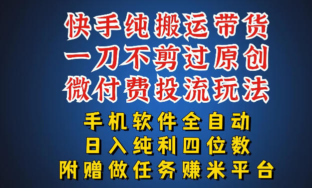 最新黑科技快手搬运带货方法，手机就能操作，轻松带你日入四位数【揭秘】-初遇
