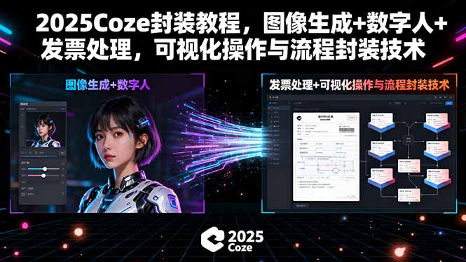 2025Coze封装教程，图像生成+数字人+发票处理，可视化操作与流程封装技术-初遇