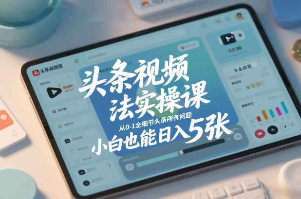 头条视频玩法实操课，从0-1全细节头条所有问题，小白也能日入5张-初遇