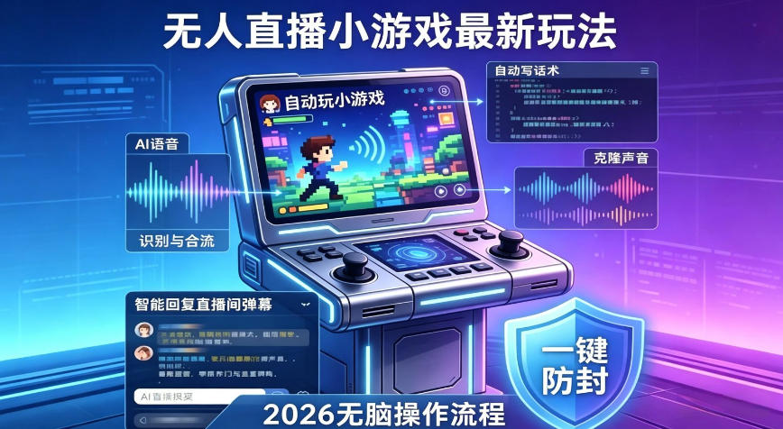 2026年AI无人直播小游戏全流程，不违规不封号，开启创业副业增收之路，小白月入1w+【揭秘】-初遇