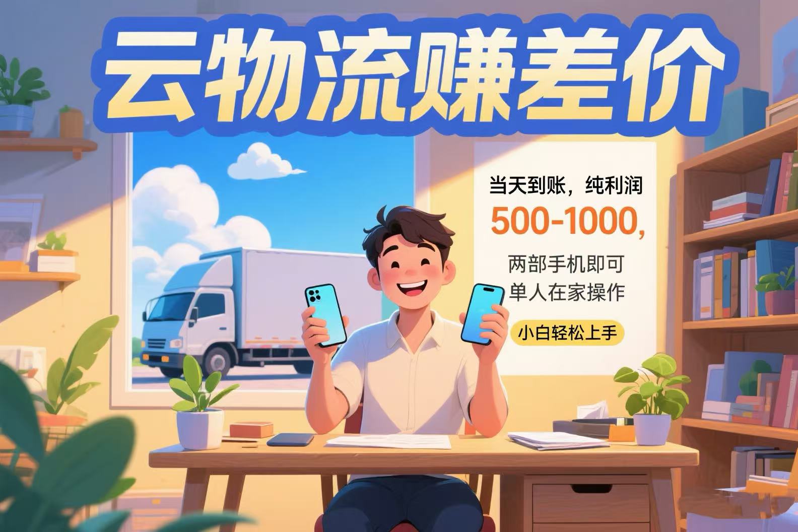 云物流赚差价 当天到账纯利润500-1000 两部手机即可 可单人在家操作 小...-初遇