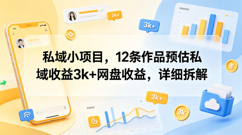 私域小项目，12条作品预估私域收益3k+网盘收益，详细拆解-初遇