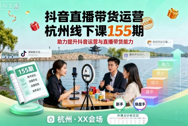 抖音直播带货运营杭州线下课155期,助力提升抖音运营与直播带货能力-初遇