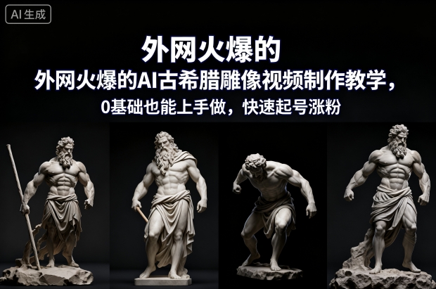 外网火爆的AI古希腊雕像视频制作教学,0基础也能上手做,快速起号涨粉-初遇